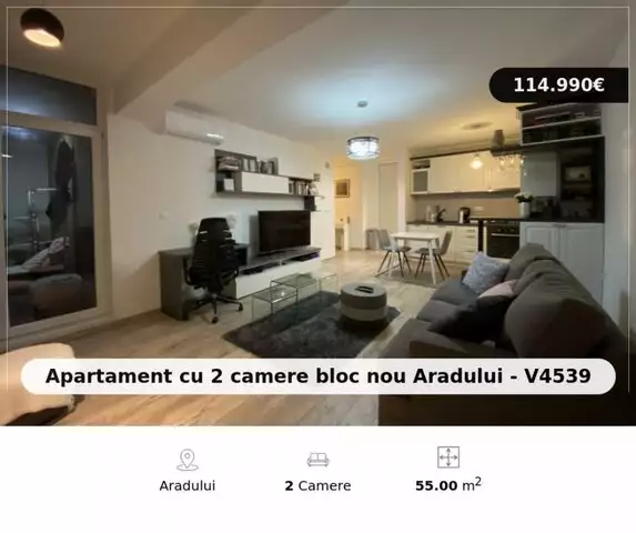Apartament cu 2 camere bloc nou, Aradului - V4539