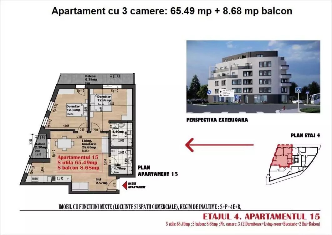 Apartament cu 3 camere, cu CF, in Iris bloc nou