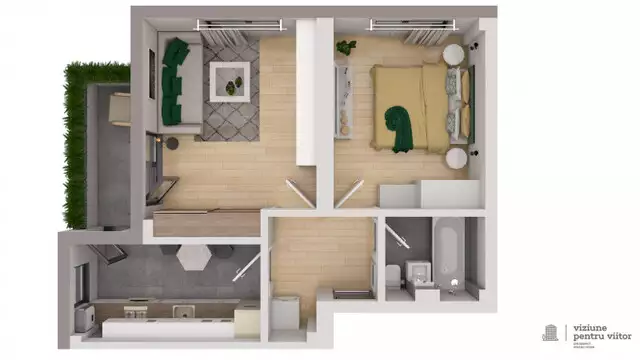 Apartament decomandat cu 2 camere