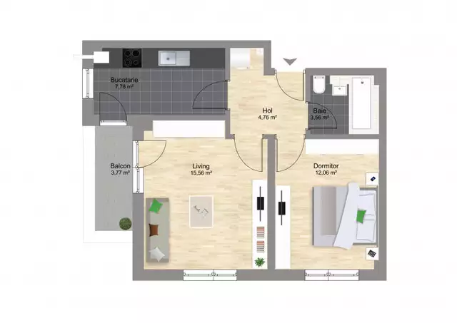 Apartament 2 camere Militari Residence 