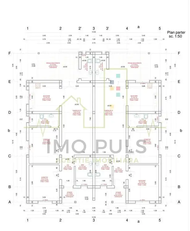 Duplex plan parter, incalzire in pardoseala, 3 bai