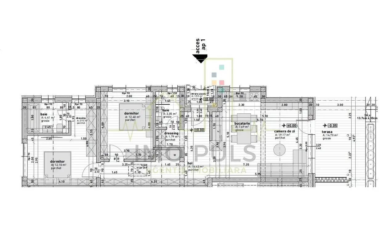 Duplex. Pod de 72 mp utili cu utilitati. Parcare in curte. La cheie