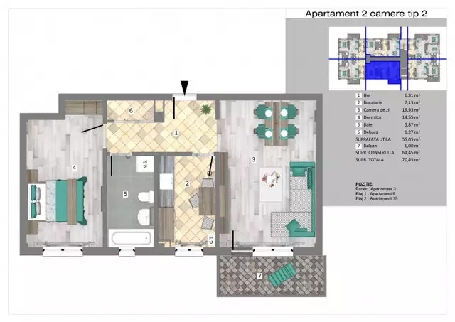 Apartamente 2 camere in Trivale Park | 2C2 B