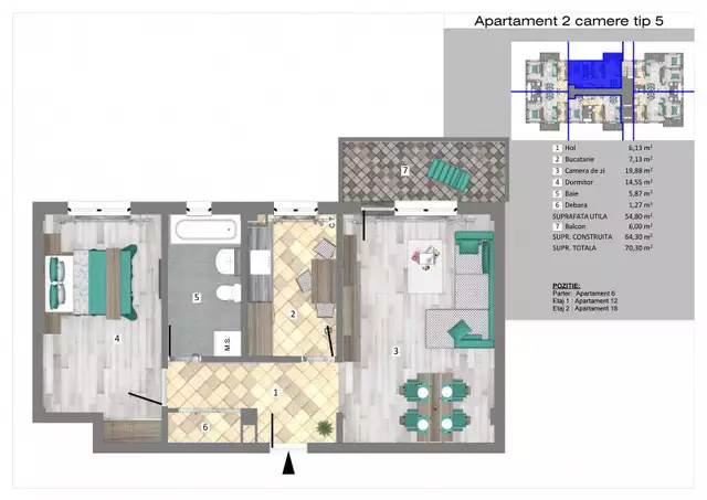 Apartamente 2 camere in Trivale Park | 2C2 B