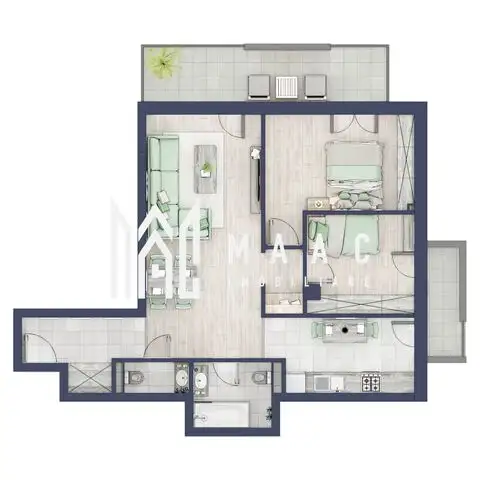 Apartament 3 camere | Balcoane/Terase 66.7 mp | Gradina ca. 80mp | Turnisor