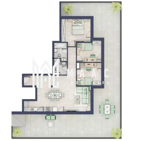 Penthouse 3 camere | Etaj 4 | Balcon 107.2 mp | Turnisor