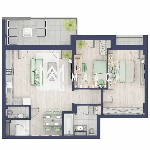 Apartament 3 camere | Balcoane 10.6 mp | Etaj 2 | Turnisor