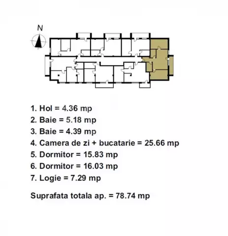 Se vinde apartament, 3 camere in Floresti