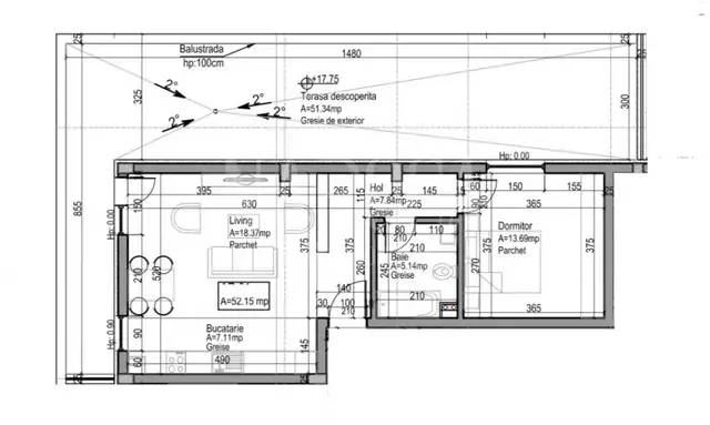 De vanzare apartament, 2 camere in Dambul Rotund