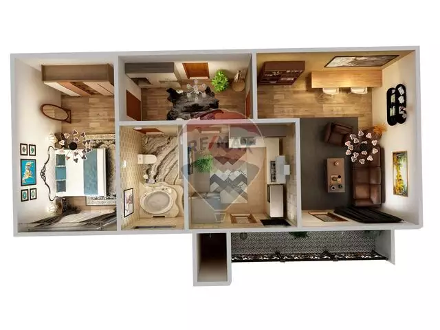 TUR 3D | Apartament 2 camere - Decomandat | 51mpu