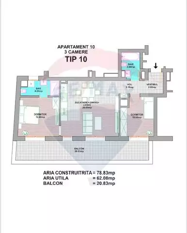 Apartament 3 camere cu 21m terasă, etaj 3, zona Avram Ianc, Bloc NOU