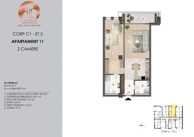 Se vinde apartament, 2 camere, in Campina, zona Bulevard