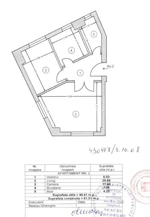 De vanzare apartament, 2 camere, in Sector 1, zona Damaroaia