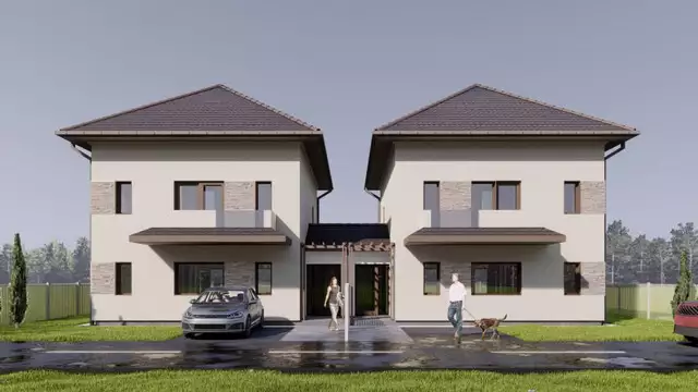 Duplex de vanzare cu 3 camere 3 bai terasa 317 mp teren Selimbar Sibiu