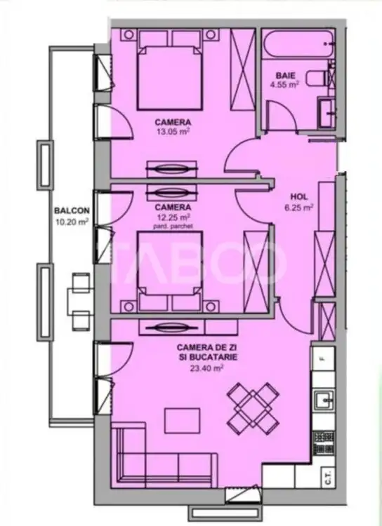 Apartament 60 mpu la CHEIE la ETAJUL 1 cu 3 camere pe Doamna Stanca