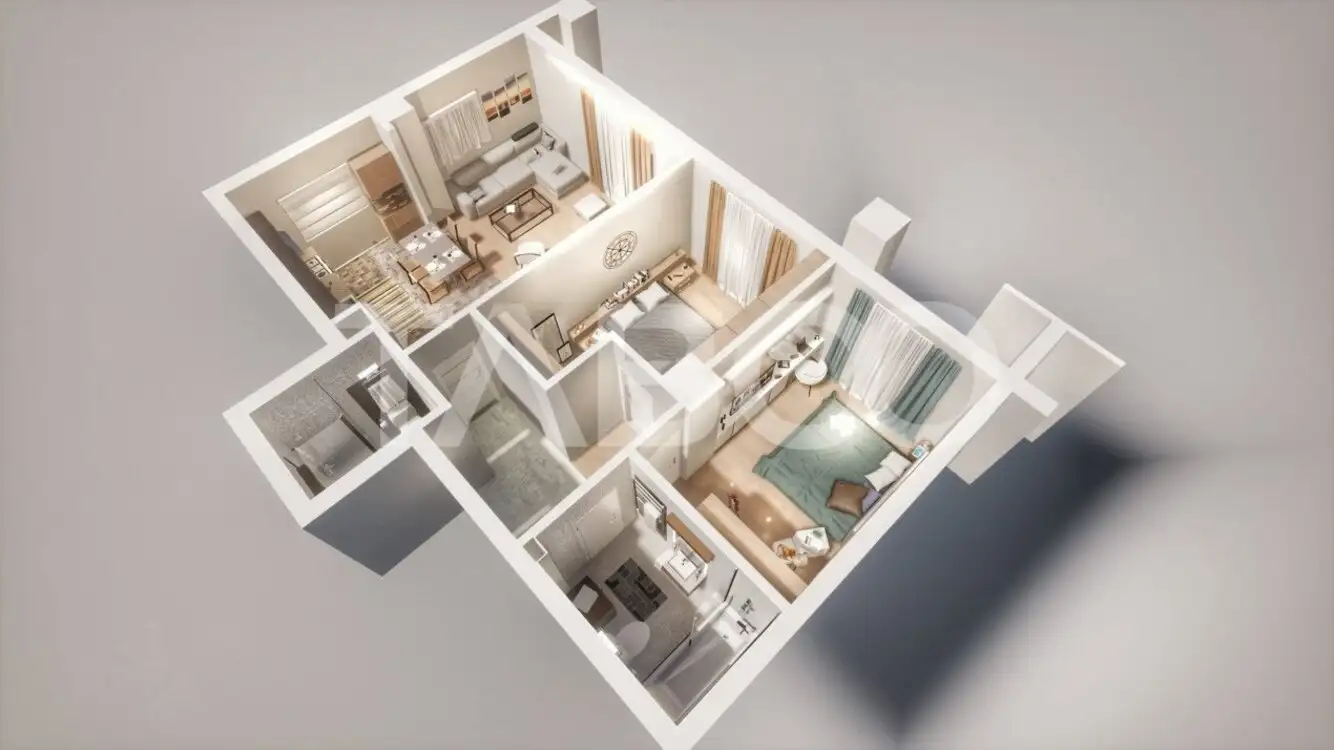 Apartament spatios cu 3 camere si bucatarie separata etaj intermediar