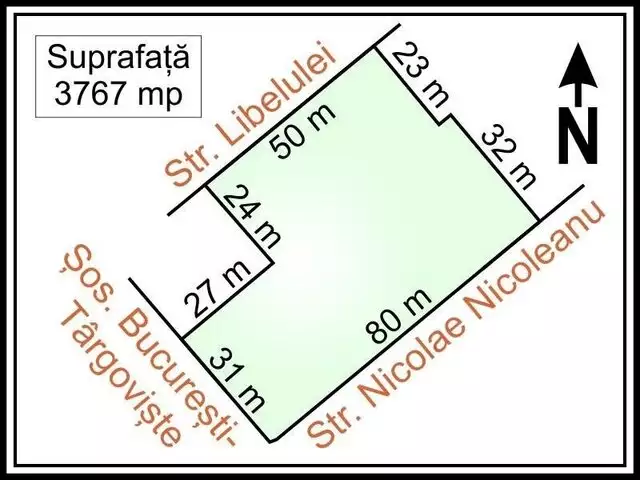 Straulesti - Sos. Bucuresti-Targoviste Stradal, teren intravilan, suprafata 3.767 mp