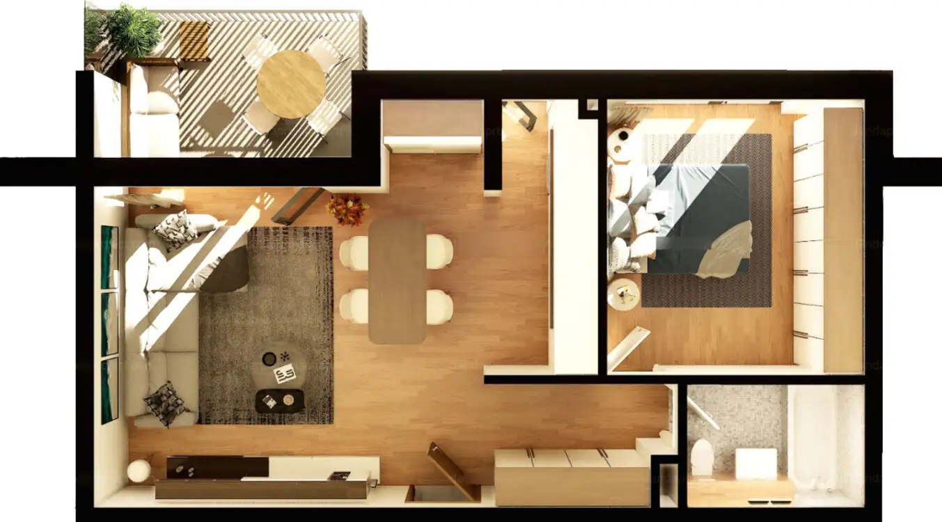 Proiect Nou! | Apartament 2 camere | Etaj 2 | Balcon | Intre Lacuri 