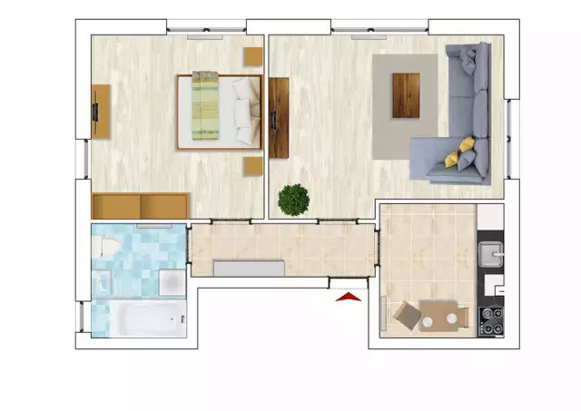 Apartament cu 2 camere, Borhanci, parcare subterana si boxa, 56 mp