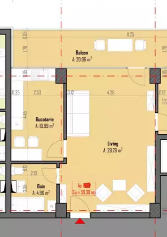 Apartament 2 camere 59 mp + 20 mp balcon, bloc nou, Someseni