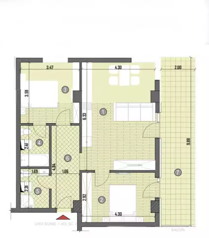 Apartament 3 camere 67 mp + 20 mp balcon, bloc nou Someseni