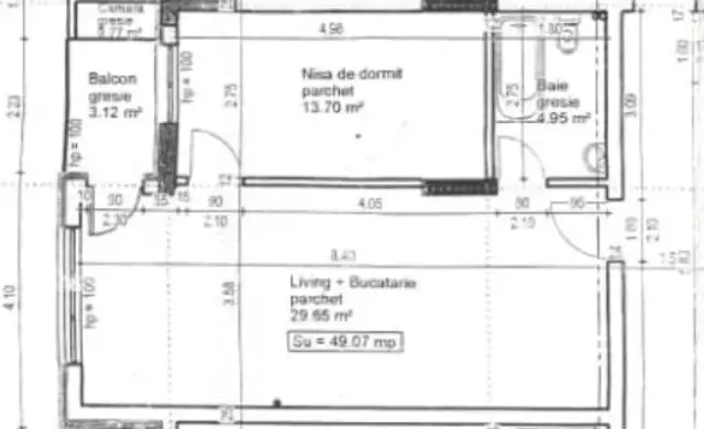 Apartament 2 camere, 49 mp, logie 3,12 mp, etaj 3, parcare subterana, zona Vivo