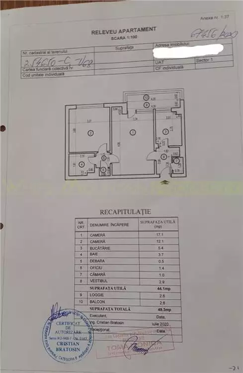 Apartament 2 camere, de vanzare in Bucuresti, Calea Grivitei (risc seismic 3)