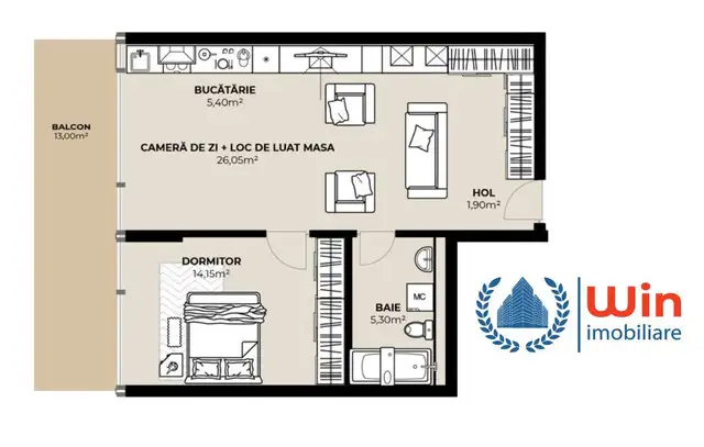 Proiect Nou! Apartament 2 camere | Etaj 3 | Terasa | Dambul Rotund