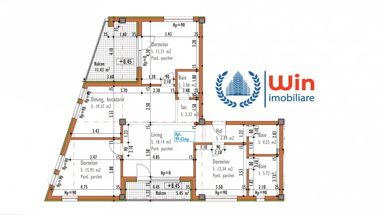 Apartament 4 camere | 99mp util | Bloc nou | Zona Primaria Someseni