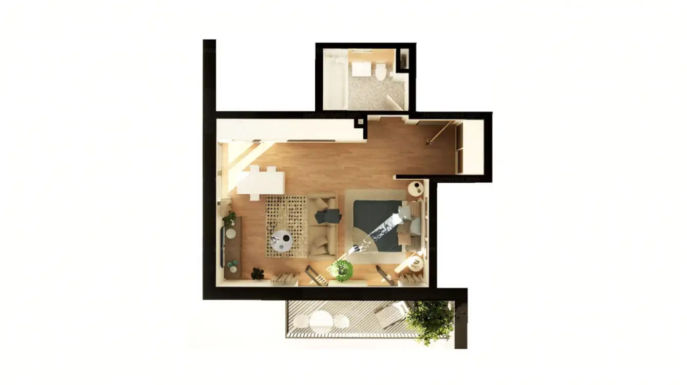 Proiect Nou! Apartament 1 camera finisat| 39mp | Balcon | Intre Lacuri