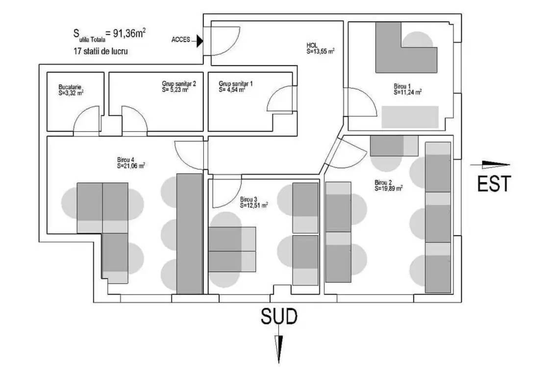 Spatiu de Birou cu 4 incaperi | 92 mp | 2 Parcari | Europa | Zona OMV